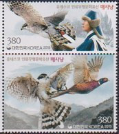 SOUTH KOREA, 2019, MNH, BIRDS, FALCONS, FALCONRY, MOUNTAINS, 2v - Arends & Roofvogels