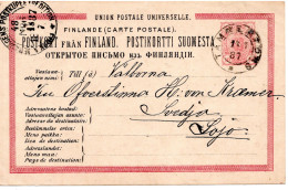 78295 - Finnland - 1887 - 10P Wappen GAKte TAMMERFORS -> BahnpostStpl FINSKA ... POSTKUPEEXPEDITION 48 No 6 -> ... - Cartas & Documentos