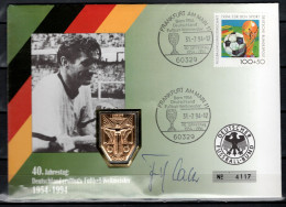 Germany 1994 Football Soccer World Cup Commemorative Cover With Medal And Original Signature Of Fritz Walter - 1994 – Estados Unidos