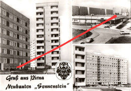 AK Pirna Sonnenstein Neubauten Neubaugebiet HO Konsum Kaufhalle Remscheider Straße Der Jugend Varkausring DDR - Pirna