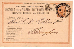 78297 - Finnland - 1881 - 10P Wappen GAKte BahnpostStpl FINSKA ... POSTKUPEEXPEDITION 48 No ... -> Helsingfors - Storia Postale