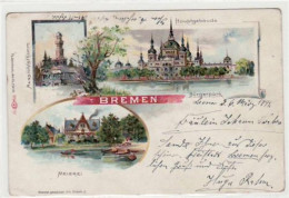 39073507 - Bremen, Lithographie Buergerpark Mit Aussichtsturm Und Meierei Gelaufen, 1899. Leichte Abschuerfungen, Leich - Bremen