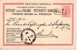 78298 - Finnland - 1887 - 10P Wappen GAKte BahnpostStpl FINSKA ... POSTKUPEEXPEDITION 49 No ... -> Heinola - Brieven En Documenten