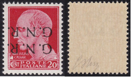 1944 Repubblica Sociale Italiana, N. 473c 20 C. Carminio Doppia Sovrastampa Capovolta Siglato Oliva - Andere & Zonder Classificatie