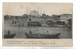 Istambul Ou Constantinople (Turquie) : GP D'une Barque Devant La Muraille Maritime Et La Mosquée D'Ahmed En 1915 PF. - Turquia