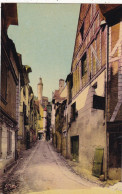 37. CHINON. CPA COLORISEE UNE VIEILLE RUE SOUS LE CHATEAU.+ TEXTE ANNEE 1941 - Chinon