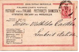 78299 - Finnland - 1887 - 10P Wappen GAKte BahnpostStpl FINSKA ... POSTKUPEEXPEDITION 48 No 1 -> Lambois - Cartas & Documentos