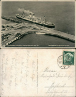 Ansichtskarte Cuxhaven Luftbild Nordsee Amerikadampfer Am Pier 1935 - Cuxhaven