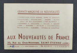 Carte De Visite Saint-Étienne Aux Nouveautés De France 32 Rue Du 11 Novembre - Visitekaartjes