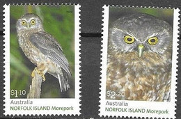 NORFOLK ISLAND, 2022, MNH, BIRDS, OWLS, MOREPORK, 2v - Uilen