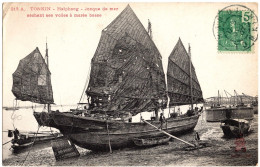 VIÊT-NAM - TONKIN - Haïphong - Jonque De Mer Séchant Ses Voiles à Marée Basse - Voilier - Viêt-Nam