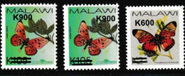 MALAWI, 2022,MNH, BUTTERFLIES, OVERPRINTS, 3v - Mariposas