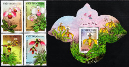 Vietnam - 2023 - Slipper Orchids - Mint Stamp Set + Souvenir Sheet - Viêt-Nam