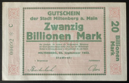 Deutschland, Germany, Gutschein Der Stadt Miltenberg A. Main - 20 Billion Mark, 1923 ! - 20 Biljoen Mark