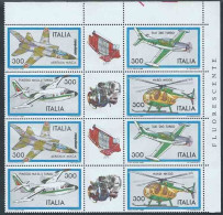 Italia 1982; AEREI , Costruzioni Aeronautiche: 2 Serie Complete In Blocco. Angolo + FLUORESCENTE. - 1981-90: Mint/hinged