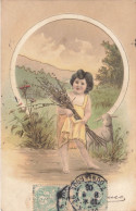 ENFANT ET AGNEAU - Scène Champêtre.(carte Gaufrée) - Scene & Paesaggi