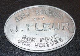 Beau Jeton De Nécessité De Fête Foraine "Auto Skooter - J. Fleur - Bon Pour Une Voiture" - Monetari / Di Necessità