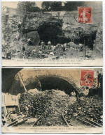 LOT 2 CP 1914 ROUEN Eboulement Tunnel Gare Rue Verte  Ouvriers Placent Cartouches & Voies Complètement Obstruées - Rouen