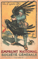 EMPRUNT NATIONAL Société Générale,pour Le Suprême Effort, Carte Illustrée Poilu étranglant L'aigle Allemand. - Patriotic