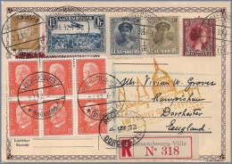ZEPPELIN 1932 - LUXEMBOURG GERMANY Mixed Franking To ENGLAND LZ 127 Registered - Prifix (2009 Cv) €425 - Cartas & Documentos