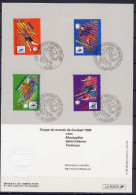 France 1996 Football Soccer World Cup Set Of 4 On Commemorative First Day Print - 1998 – France