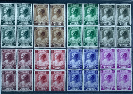 België, 1937, Nr 458/65, Postfris**, In Blokken Van 4, OBP 120€ - Nuovi