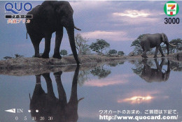 Japan Prepaid Quo Card 3000 - 7 Eleven Sunset Elephants - Giappone