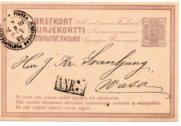 78302 - Finnland - 1878 - 10P Wappen GAKte BahnpostStpl FINSKA ... POSTKUPEEXPEDITION 53 No 3 -> Wasa - Briefe U. Dokumente
