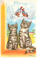 Animaux - Chats - Dessin - Illustration - L'envie - Chat Regardant Des Oiseaux En Cage - Carte Neuve - CPM - Voir Scans  - Cats