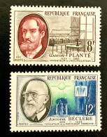 1957 FRANCE N 1096 / 1095 GASTON PLANTE  - ANTOINE BECLERE - NEUF** - Unused Stamps