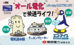 Japan Prepaid Libary Card 500 - Drawing Penguin Food Battery - Giappone