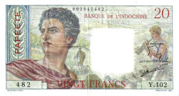 FRENCH POLYNESIA 20 FRANCS GREY MAN HEAD FRONT WOMAN BACK NOT DATED(1963) P21c 3RD SIG VARIETY VF+ READ DESCRIPTION!! - Papeete (Frans-Polynesië 1914-1985)