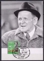Germany 1997 Football Soccer, Sepp Herberger 100th Birthday Anniv. Stamp On Maximumcard - Eurocopa (UEFA)