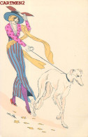 XAVIER SAGER FEMME AU CHAPEAU MODE LEVRIER DOG CHIEN FASHION WOMAN ART DECO ILLUSTRATEUR ART NOUVEAU DECO ILLUSTRATOR - Sager, Xavier