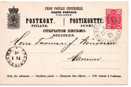 78311 - Finnland - 1891 - 10P Wappen GAKte HELSINGFORS -> FREDRIKSHAMN - Storia Postale