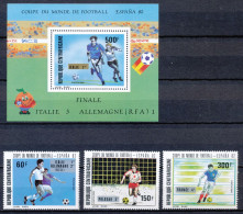 FIFA WORLD CUP - SPAIN - ITALIA 1 - ALLEMAGNE 2 - POLOGNE 3 - FRANCE 4 - REP. CENTRAFRICAINE MNH SET + BLOCK       Hk166 - 1982 – Spain