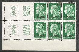 REUNION N° 384 Marianne De Cheffer Bloc De 4 Coin Daté 21/1/69 NEUF** LUXE SANS CHARNIERE NI TRACE / Hingeless  / MNH - Unused Stamps