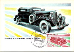 DUESENRERG SJ 1933 - Voiture / Evolution Des Lignes Automobile - Carte Philatélique Avec Timbre Monaco 1975 - Sonstige & Ohne Zuordnung