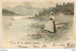 ILLUSTRATEUR  FEMME AU BORD D'UN LAC - Non Classificati