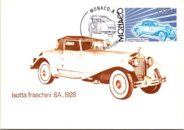 ISOTTA FRASCHINI 8A 1928 - Voiture / Evolution Des Lignes Automobile - Carte Philatélique Avec Timbre Monaco 1975 ISOTT - Altri & Non Classificati