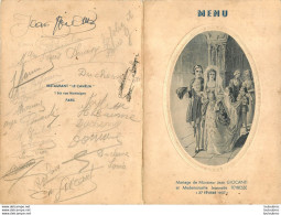 MENU MARIAGE 1937 RESTAURANT LE CAMELIA 1 BIS RUE MONTAIGNE A PARIS FORMAT OUVERT 25 X 18 CM - Menus