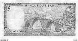 BILLET  LIBAN  CINQ LIVRES - Liban