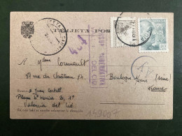 CP Pour La FRANCE TP FRANCO 40c + CAVALIER 5c OBL. + Datée 29-5-43 + CENSURE - Covers & Documents