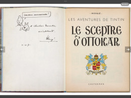 HERGÉ Dessin Dédicacé D’HERGÉ - Gesigneerde Boeken