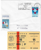 1967 Jeux Olympiques De Grenoble: Site De Chamrousse (bureau Postal ANNEXE D'Uriage)+ Billet De La Navette De Transport - Inverno1968: Grenoble