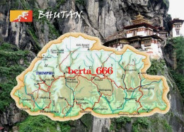 Bhutan Country Map New Postcard * Carte Geographique * Landkarte - Bhutan