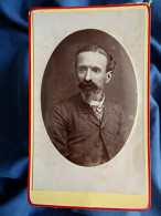 Photo CDV Lortet à Paris  Portrait Homme J. Marie Decomps à Loubault  Grosse Moustache Et Barbichette 1889 - L436A - Oud (voor 1900)