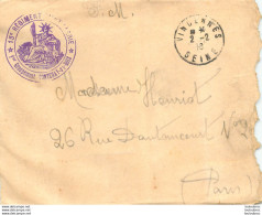 ENVELOPPE EN FRANCHISE MILITAIRE 1916 DU  13em  REGIMENT D'ARTILLERIE DE FONTENAY SOUS BOIS  1er GROUPEMENT - Oorlog 1914-18