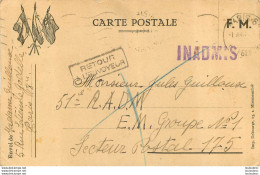 CARTE POSTALE MILITAIRE EN FRANCHISE AVEC CACHET INADMIS RETOUR A L'ENVOYEUR VOIR LES DEUX SCANS - 2. Weltkrieg 1939-1945