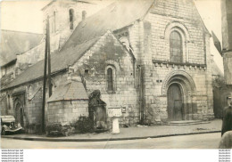 RARE POUANT CARTE PHOTO EGLISE ET VIEILLE AUTOMOBILE - Other & Unclassified